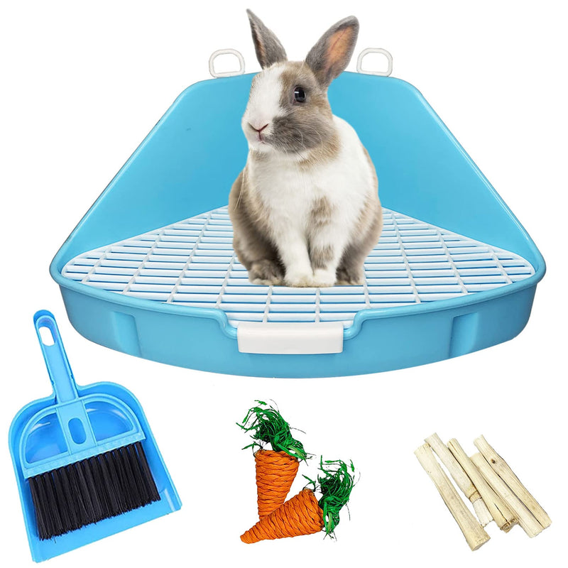 kathson Large Triangle Rabbit Corner Litter Box Bunny Toilet Pet Potty Trainer Guinea Pig Litter Bedding Pan for Adult Rabbits,Chinchillas, Guinea Pigs, Ferrets Blue - BeesActive Australia