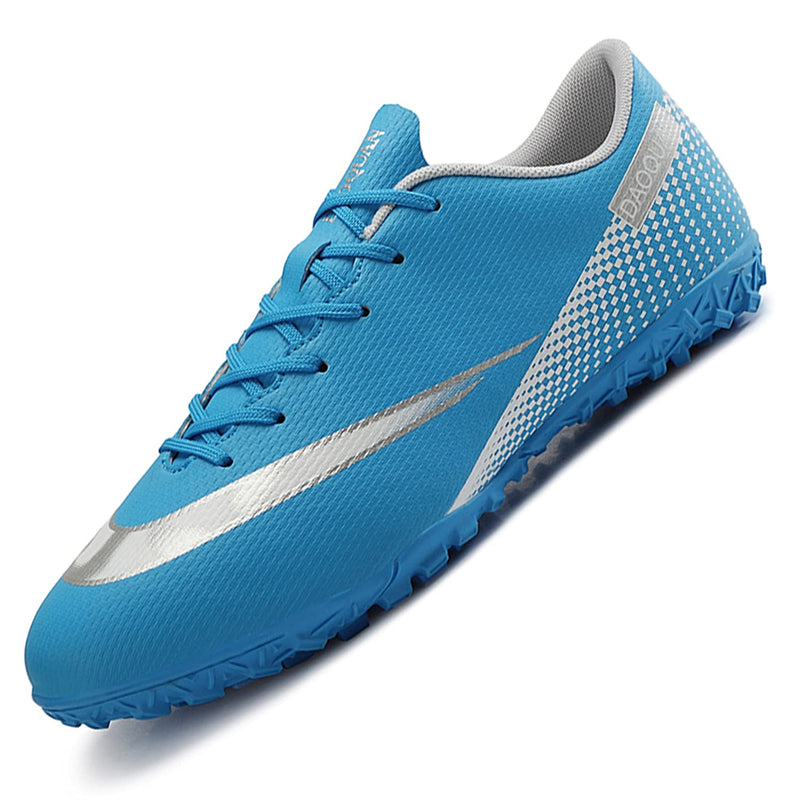 HaloTeam Men's Soccer Shoes Cleats Professional High-Top Breathable Athletic Football Boots for Outdoor Indoor TF/AG 4.5 R2050 Blue - BeesActive Australia