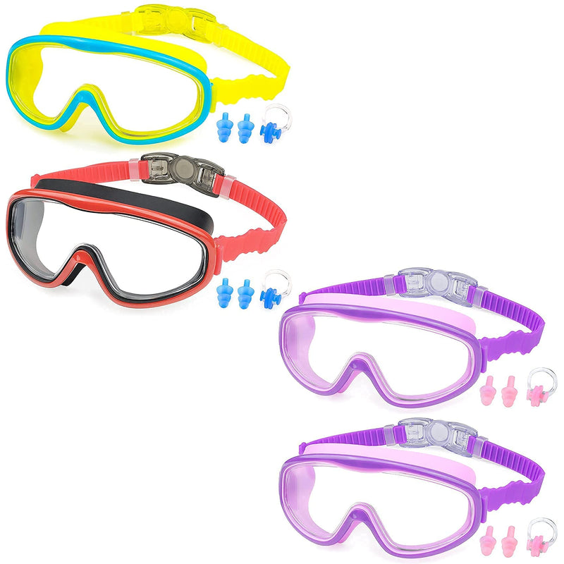 KAILIMENG Swimming Goggles for Kids - 4 Pack Kids Swim Goggles for Toddlers Youth Child Age 4 to 15, No Leaking, Large Frame, Clear & Wide View, Anti-Fog & UV Protection - BeesActive Australia