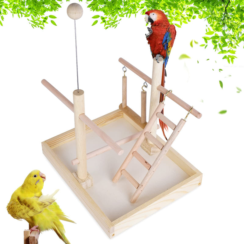 Joyeee Parrot Perches for Large Birds, Bird Wooden Playpen, Parakeet Perch Pet Birds Playpen Toys, Bird Rope Perch, Bird Balls, Large Medium Small Birds Wooden Play Gym #8 - BeesActive Australia
