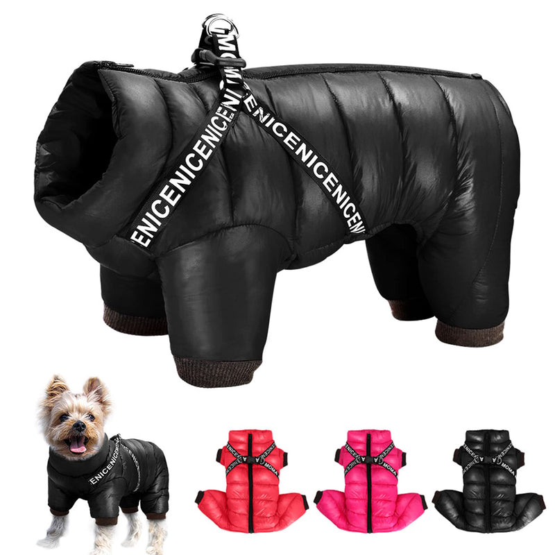 Didog Winter Small Dog Coats,Waterproof Jackets with Harness & D Rings,Warm Zip Up Cold Weather Coats for Puppy & Cats Walking Hiking Chest 15 Inch;Back length 13 Inch Black - BeesActive Australia