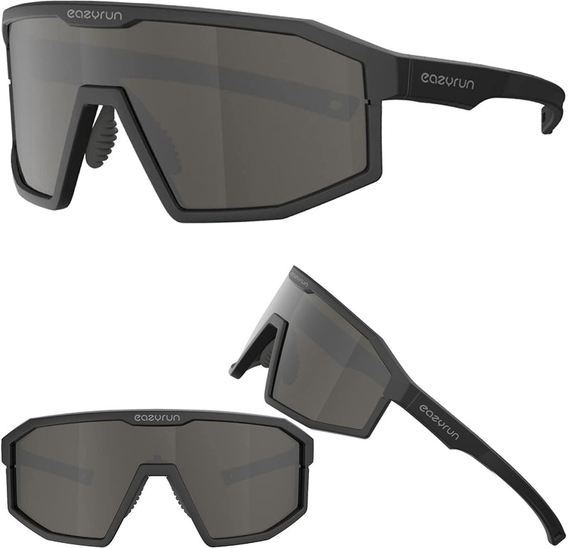 Activate your EAZYRUN Life! Small to Medium Polarized Sports Sunglasses for Women & Men, for Running Cycling Baseball. F23a Matt Black/Smoke - BeesActive Australia