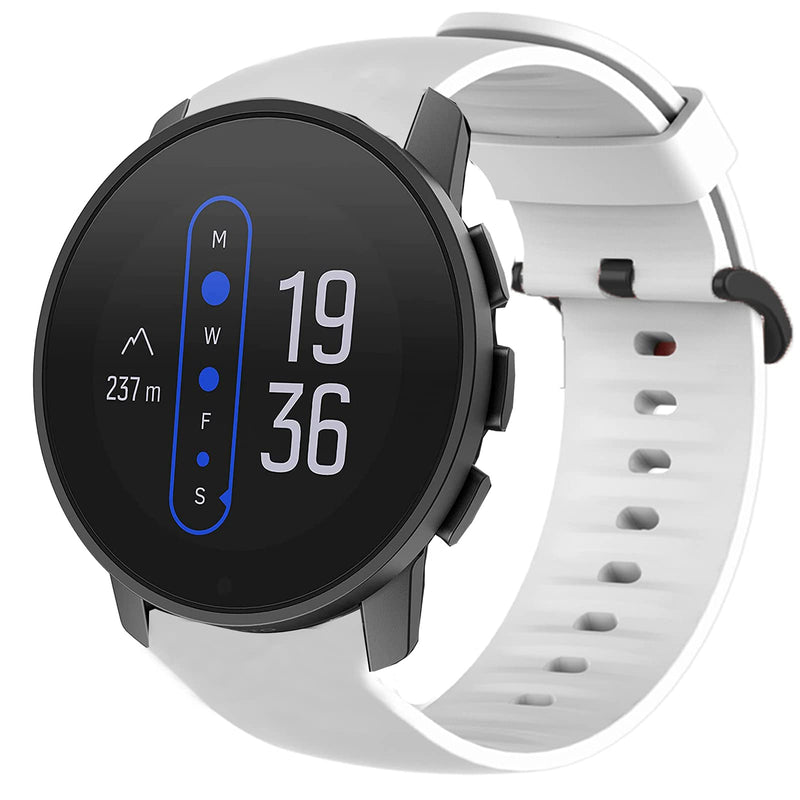 Compatible for SUUNTO 9 Peak Band, Lamshaw Silicone Replacement Soft Band Wristbands Straps with Stainless Steel Buckle Compatible for SUUNTO 5 Peak Smartwatch / 9 Peak (White) White - BeesActive Australia