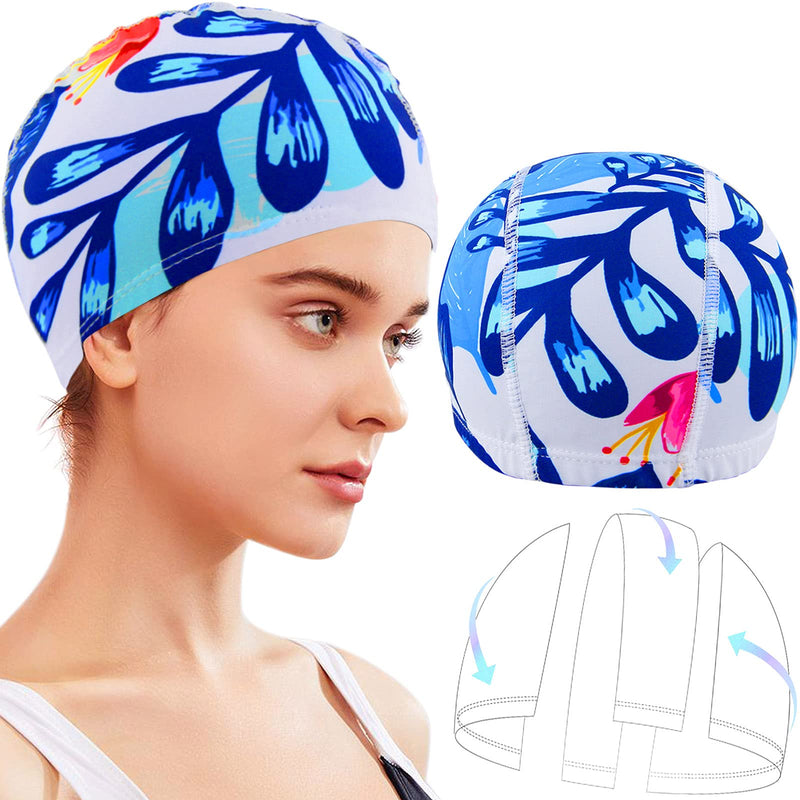 Professional Version Polyester Breathable Non-Waterproof Cloth Fabric Swim Cap Swimming Hats Bathing Cap for Water Sports,2 X White - BeesActive Australia