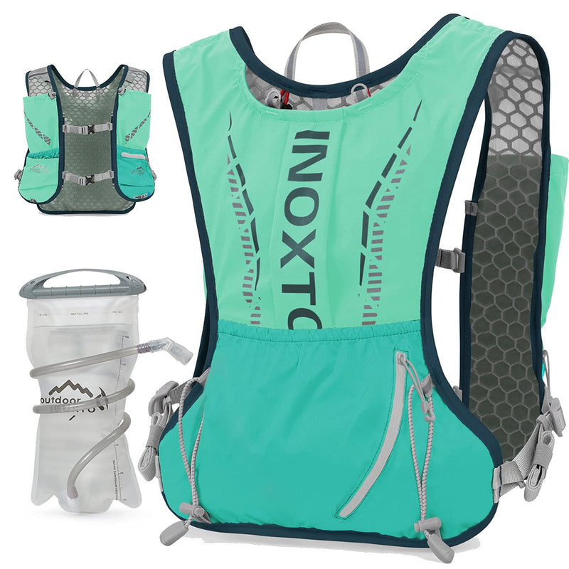INOXTO Hydration Vest Backpack,Lightweight Water Running Vest Pack with 1.5L Water Bladder Bag Daypack for Hiking Trail Running Cycling Race Marathon for Women Men Kids Green - BeesActive Australia