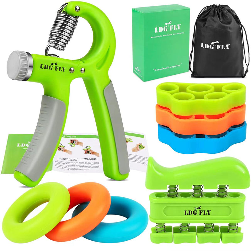 Hand Grip Strengthener Kit with Finger Exerciser, Finger Stretchers, Adjustable Hand Gripper and Exercise Rings, Strength Trainer for Athletes, Pianists, Guitar and Therapy - BeesActive Australia