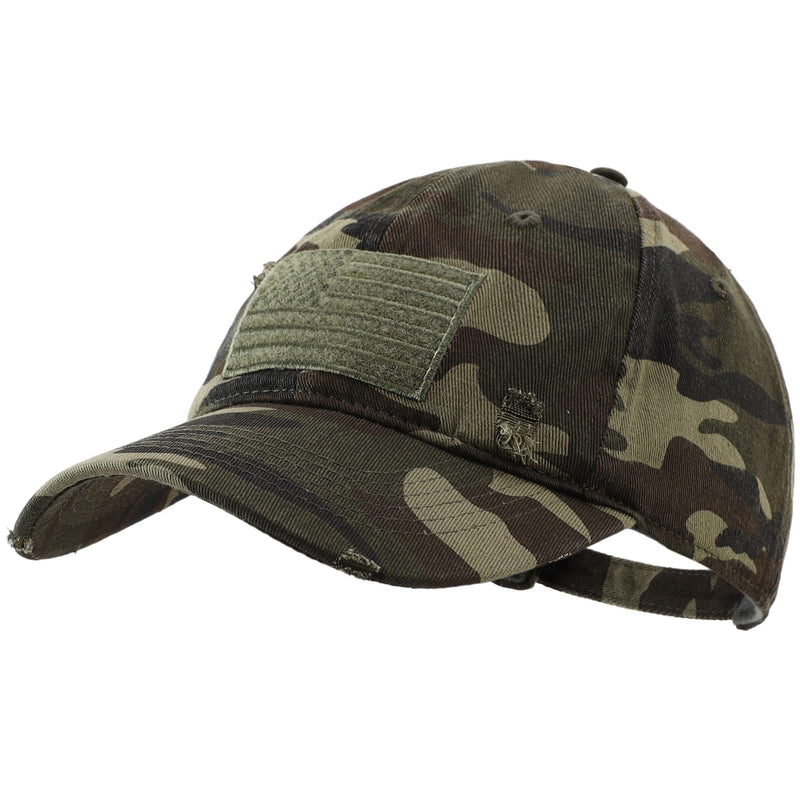 VODIORE American Flag Cap Embroidered USA Distressed Baseball Cap Dad Hat Green Camouflage - BeesActive Australia