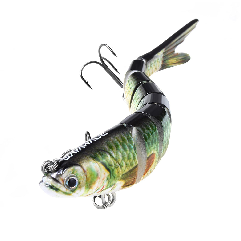 BASSDASH SAVA-Wade Series Multi Jointed Fishing Lures 5.3in Hard Swimbaits with Built-in Rattle Life-Like Swimming Action for Bass Bluegill Pike Freshwater Saltwater Green Carp - BeesActive Australia