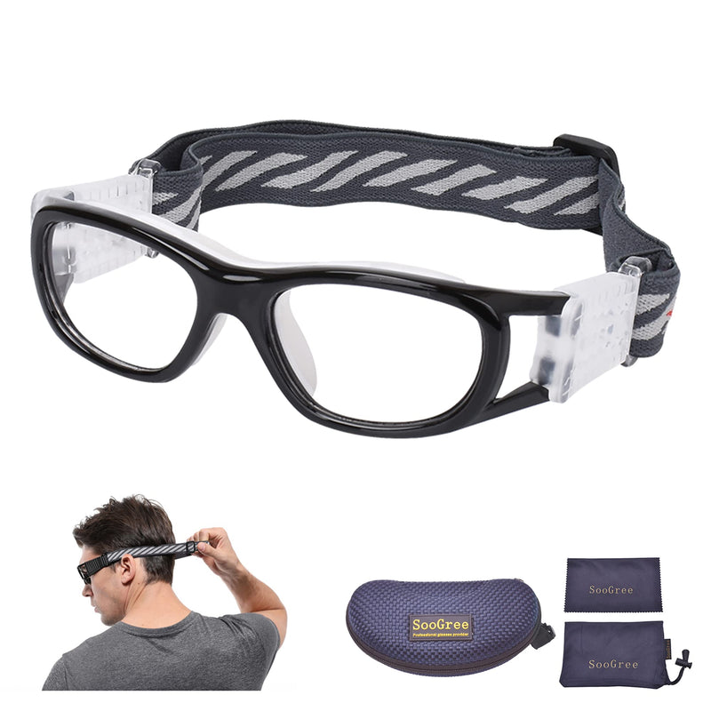 Kids Sports Glasses Basketball Football Safe Training Goggles Anti Fog 7-12 Black Frame White Pad - BeesActive Australia