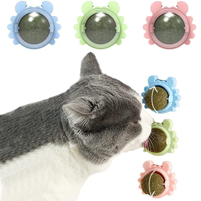 Kayina Catnip Wall Ball, 3-Piece Cat Toys, Edible Cat Licking Toy, Cat Chew Toy, Teeth Cleaning Cat Bite Toy, Rotatable Indoor Cat Toy, Cat Wall Decoration Crab - BeesActive Australia
