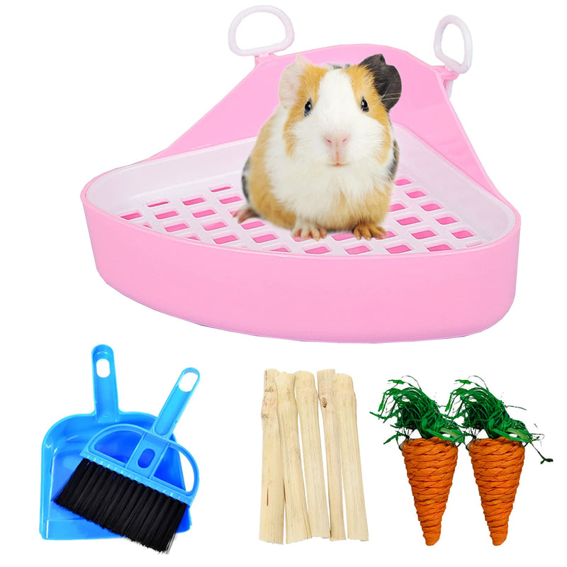 Hamiledyi Small Animals Triangle Toilet, Guinea Pig Litter Box Plastic Bolt Lock Trainer Corner Pee Tray Toilet for Hamster Gerbil Bunny Ferret Chinchilla Hedgehog Pink - BeesActive Australia