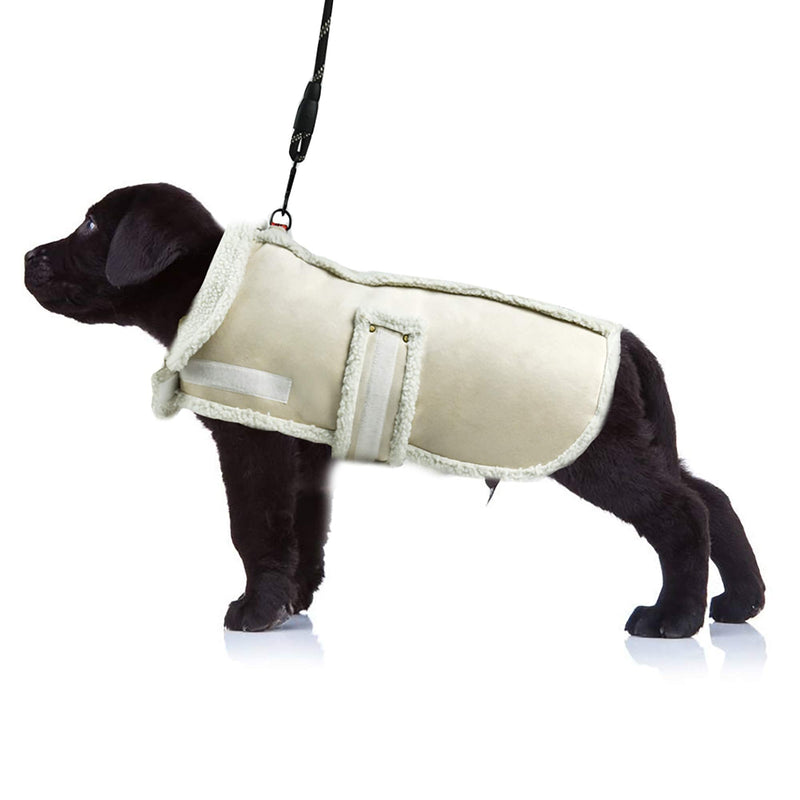 Dog Jacket Berber Fleece Winter Pet Coat Windproof Warm Dog Sweater Thick Apparelf in Beige White Color Used for Medium Large Dogs Small - BeesActive Australia
