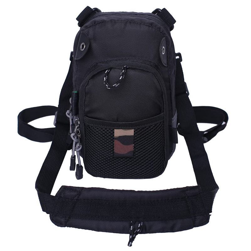 Kylebooker Small Fly Fishing Chest Pack Lightweight Tackle Storage Pouch Waist Bag Black - BeesActive Australia