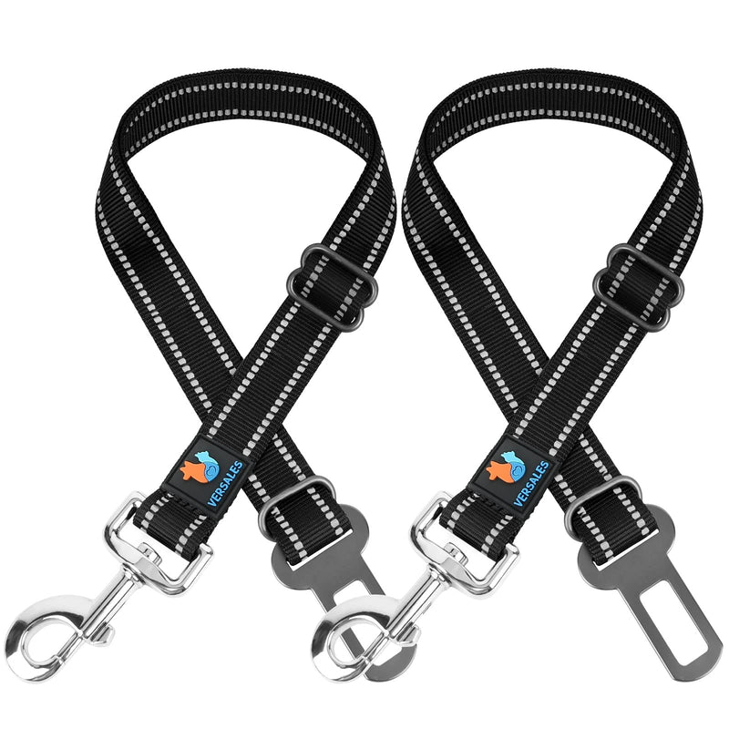 VERSALES Dog Seatbelt, Dog Seat Belt, Adjustable Dog Car Seat Belt Harness for Dogs, Reflective Dog Seatbelt Tether for Travel Use Black(2 Pack) - BeesActive Australia