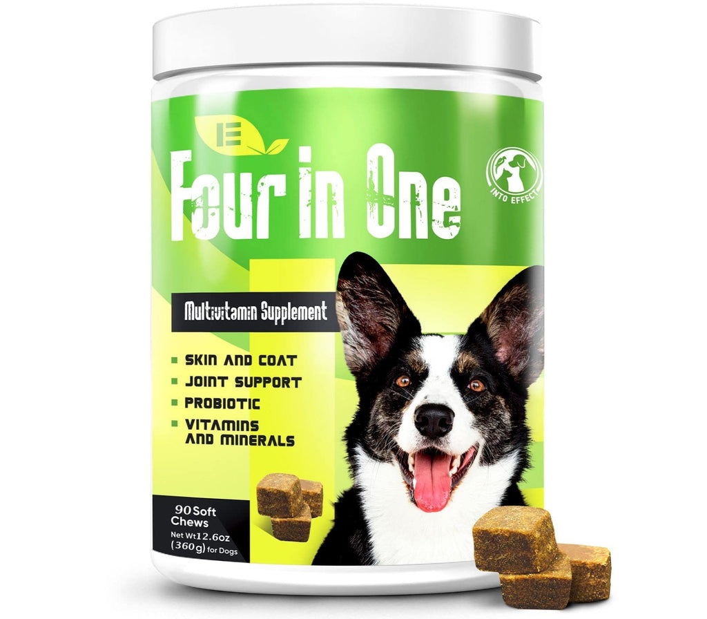 IE 4 in 1 Dog Multivitamins | Joint Support, Immune Health, Skin and Heart Health | Hip Joint Support, Skin Coat, Heart Health, Gut & Immune | 90 Soft Chews - BeesActive Australia