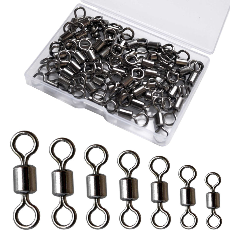 Vinfutin Fishing Rolling Swivels Ball Bearing Swivel Snap Connector,Stainless Steel Black Nickel Bearing Swivels Hook line Connector for Saltwater Freshwater Test 29-282lb #8-40lb-100pcs - BeesActive Australia