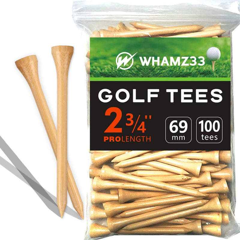 whamz33 Professional Wooden Golf Tees 2 3/4 inch Tee Pack of 100 Golf Tee Natural 2-1/8 inch - BeesActive Australia