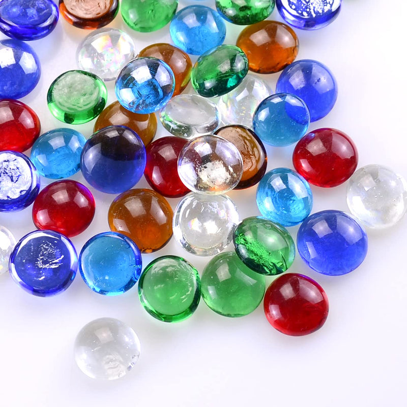 KINGOU Flat Glass Marbles, 15.5 OZ Premium Mixed Color Glass Flat Gems Vase Filler Beads Aquarium Pebbles DIY Craft Table Scatter Décor, (17-19mm, Approx. 3/4") … Flat Glass Beads - BeesActive Australia