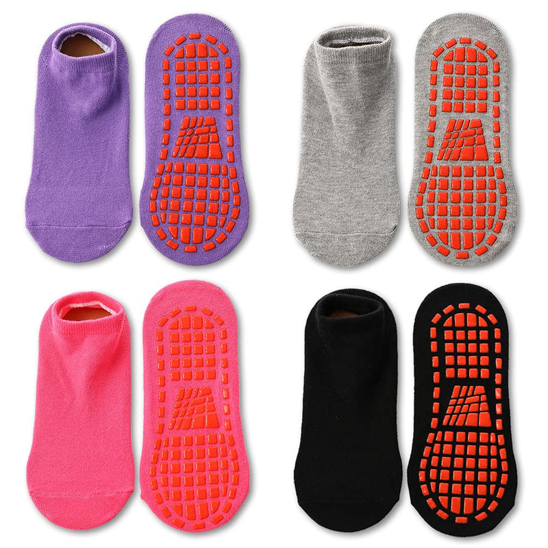 Non Slip Kids Trampoline Socks Anti Skid Slipper Socks with Grippers for Toddler Children Teenagers Grip Socks for Boys Girls 2-5T #2 Girls 4 Pairs - BeesActive Australia