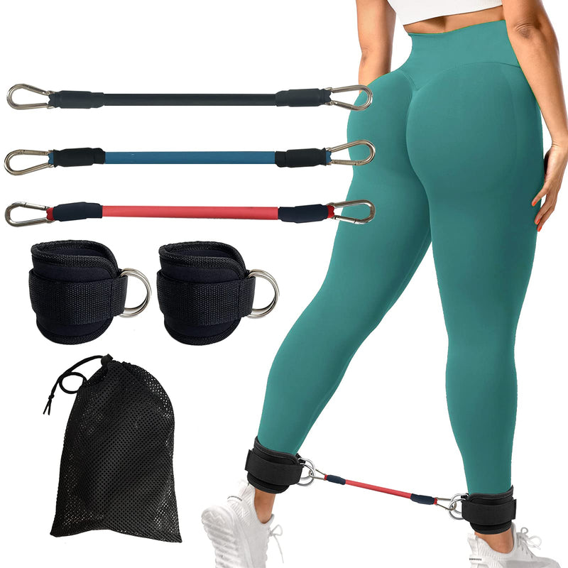 CORECISE Booty Ankle Resistance Bands with Cuffs, Ankle Strap with Resistance Bands,Legs Resistance Bands with Ankle Strap, for Kickbacks and Hip Glute Training Exercises - BeesActive Australia