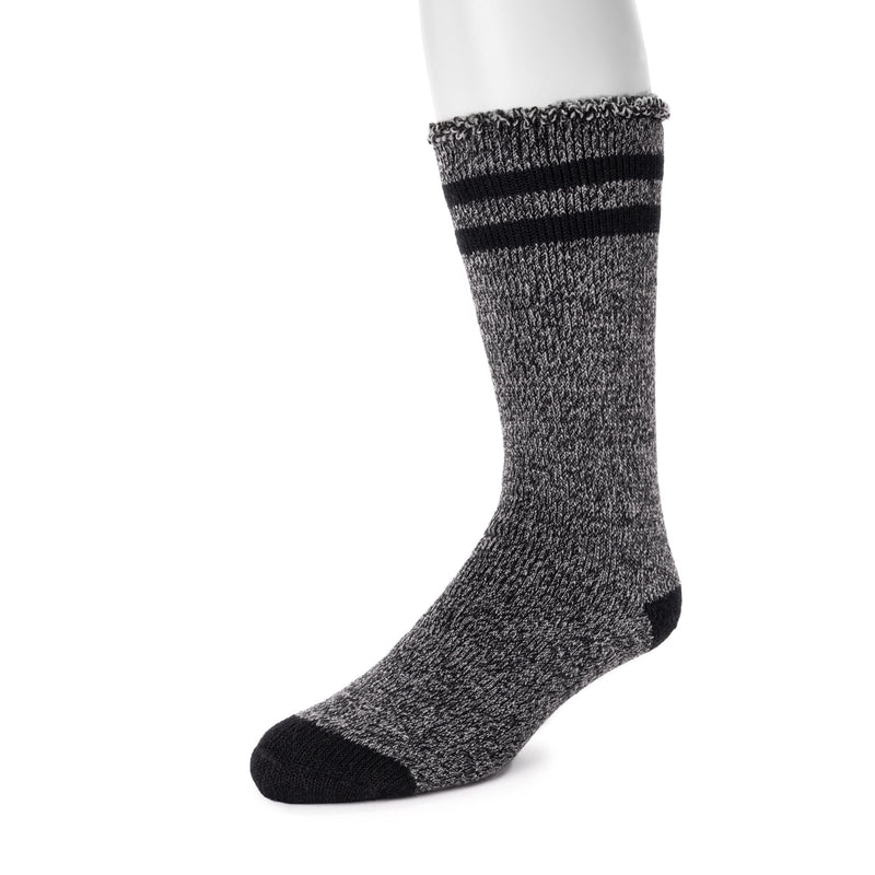 MUK LUKS mens Heat Retainers By Muk Luks® Men's 1-pair Heat Retainer Thermal Insulated Socks One Size Ebony Marl - BeesActive Australia