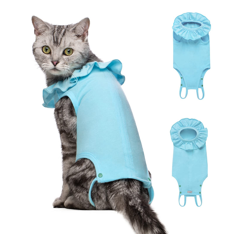 Yeapeeto Cat Recovery Suit After Surgery Bodysuit for Cats, E-Collar Substitute Keep from Licking Abdominal Wounds, Kitten Breathable Clothes, Warm After Shaving Medium Blue - BeesActive Australia