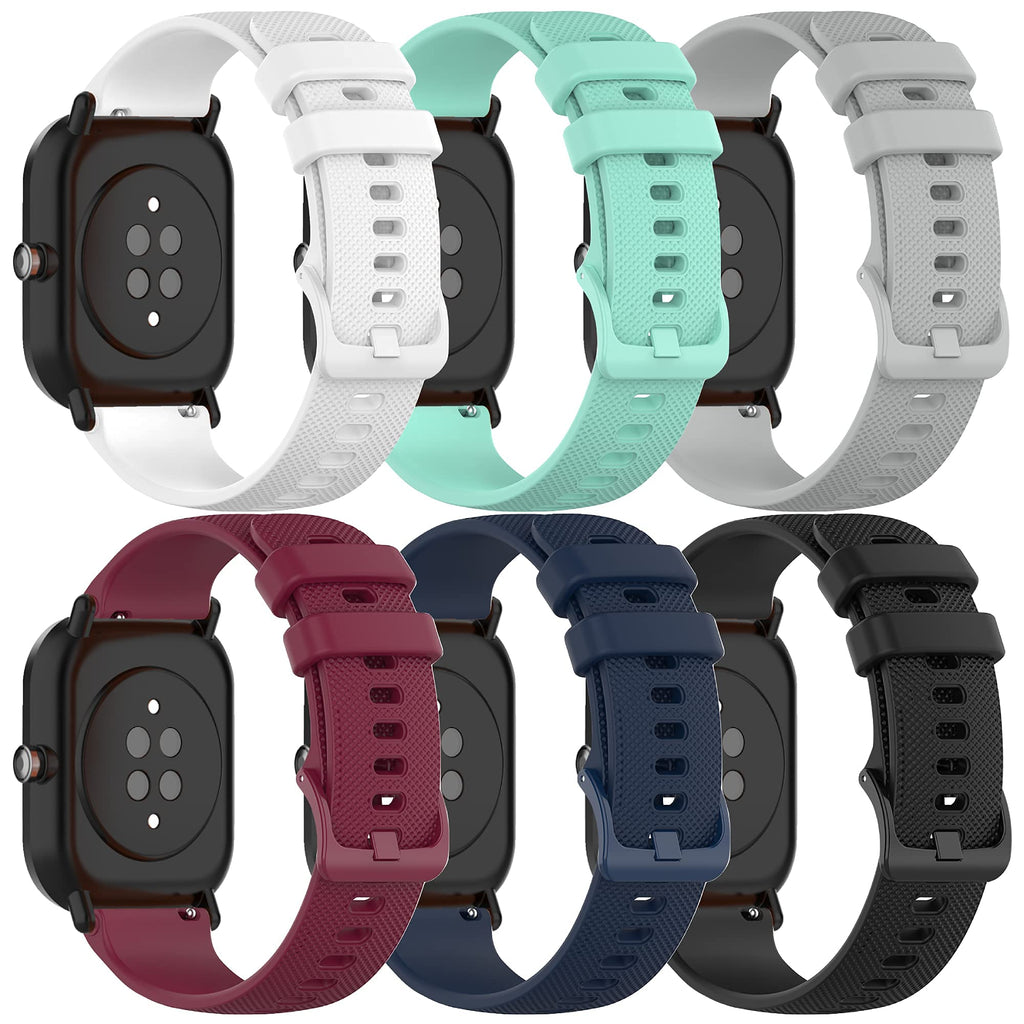 Smart Watch Band Compatible with chalvh/PUBU P20Z P9A/CanMixs/Popglory P22 Bands Straps Silicone Wrist Bands Adjustable Breathable Sport Strap Watch Band for chalvh Smart Watch for Women Men 6Pack - BeesActive Australia
