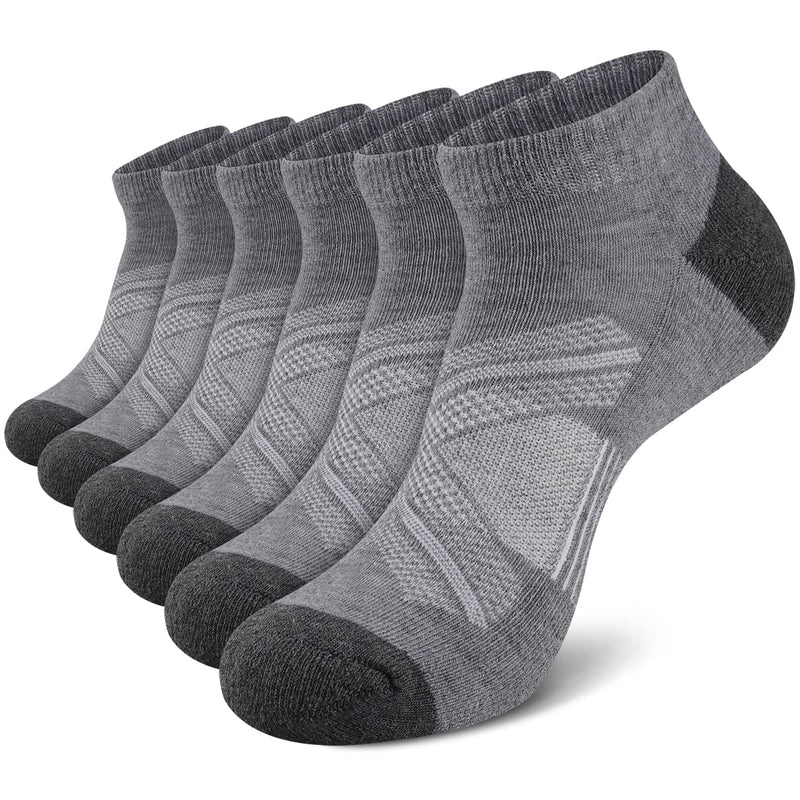 COOVAN Mens Athletic Ankle Socks men Low Cut Running Cushioned Performance Sock 6 Pack 6pack-light Grey One Size - BeesActive Australia