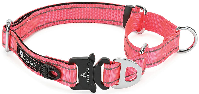 DEYACE Martingale Collar with Quick Snap Metal Buckle, Adjustable Soft Padded Reflective Nylon Prevents Slipping Out Martingale Collar for Small Medium Large Dogs PINK L / Neck Girth 18"-26" - BeesActive Australia