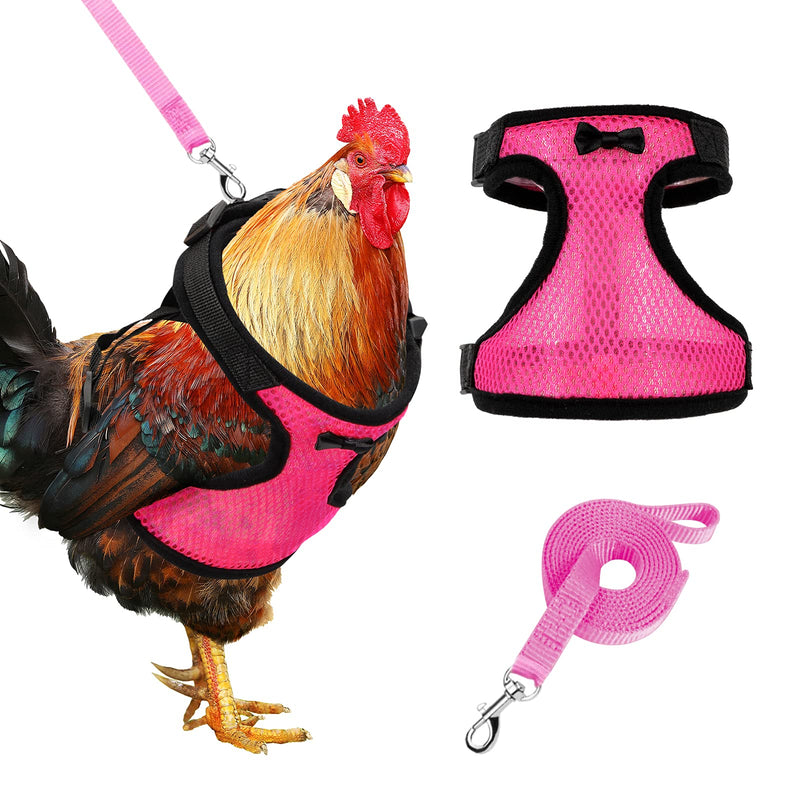 Adhafera Chicken Harness with Leash, Upgraded Double Adjustment Chicken Harness and Leash Set for Hens, Duck, Goose, Small Pet Pink S - BeesActive Australia