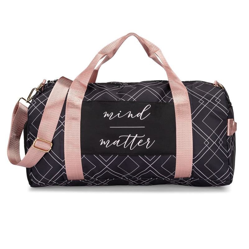 Gym Bag for Women with Shoe Compartment and Wet Pocket | Durable Lightweight Gym Duffle with Motivational Quote and Graphic Designs | Great for Working Out, Travel, and Overnights | Black/Rose - Diamond - BeesActive Australia