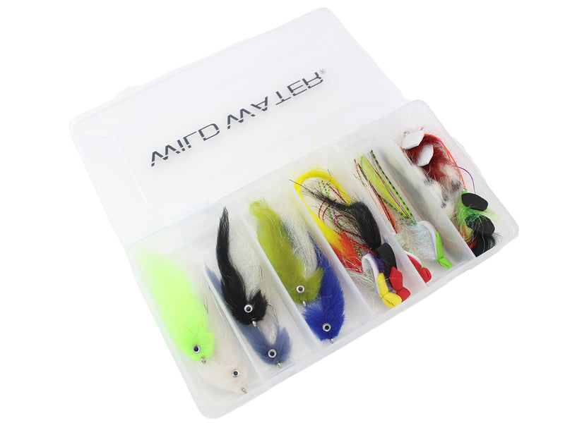Wild Water Fly Fishing EP Top Water Baitfish Assortment, 12 Flies with Wild Water's 6 Section Fly Box - BeesActive Australia