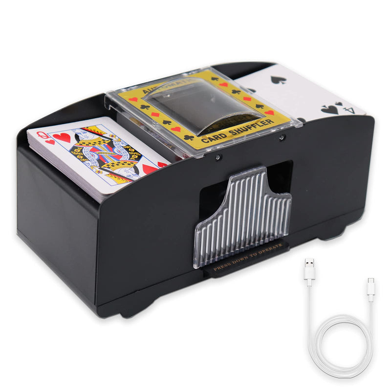 WAYDA Automatic Card Shuffler, Battery Operated Electric Shuffler, 2 Deck Poker Plastic Electronic Card Shuffling Machine, Card Games Tool for Home Party with USB Line - BeesActive Australia