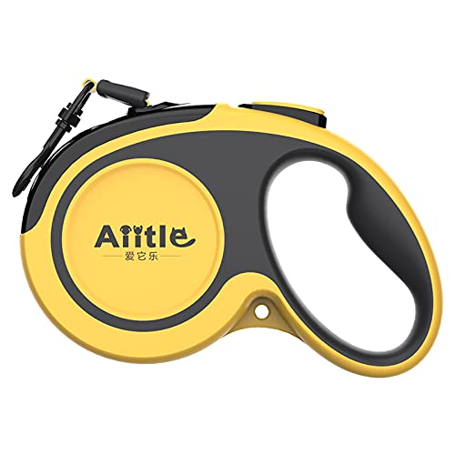 Aiitle Retractable Dog Leash, 16ft Dog Leash for Small Medium Large Dogs Up to 110lbs, 360° Tangle-Free Reflective Strong Nylon Tape, with Anti-Slip Handle, One-Handed Brake, Pause, Lock Yellow - BeesActive Australia