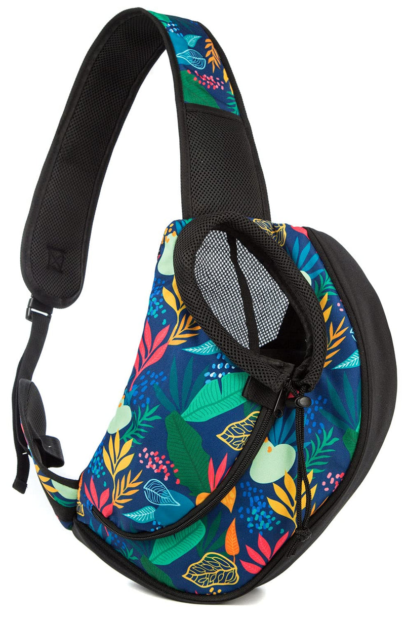 Pet Dog Sling Carrier Breathable Mesh Sling Bag Safe Hands Free Adjustable Dog Satchel for Small Dogs Cats to Outdoor Travel Large Rainforest - BeesActive Australia