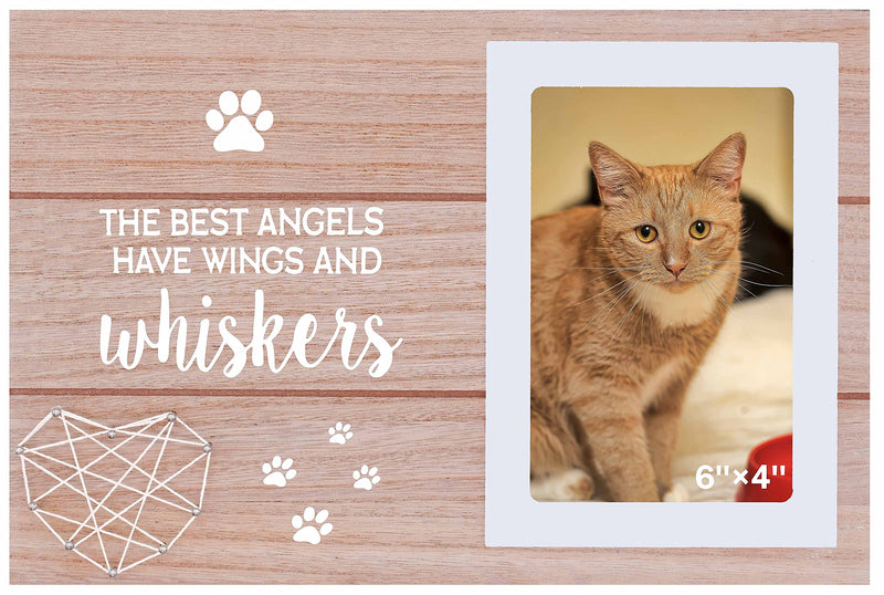 Cat Memorial Picture Frame for Loss of Cat - Pet Loss Gifts for Pet Owner - Cat Remembrance Frame Gift - Cat Sympathy Photo Frame Gift -the Best Angels Have Wings and Whiskers - BeesActive Australia