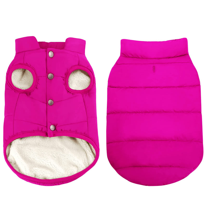 ASENKU Windproof Dog Winter Coat Waterproof Dog Jacket Warm Dog Vest Cold Weather Pet Apparel with 2 Layers Fleece Lined for Small Medium Large Dogs S: Chest 11.8-15", Length 10.6" Pink - BeesActive Australia