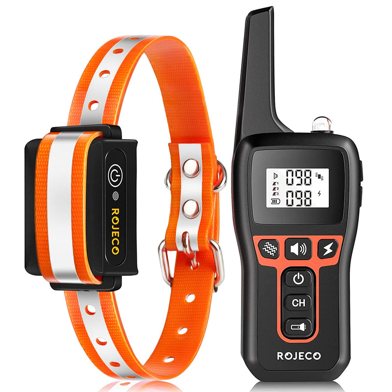 ROJECO Dog Training Collar with 3300FT Remote，IPX7 Waterproof Rechargeable Shock Collar for Large Medium Small Dog，3 Safe Training Modes with Beep，Vibration and Shock，Adjustable Electronic Dog Collar Orange - BeesActive Australia
