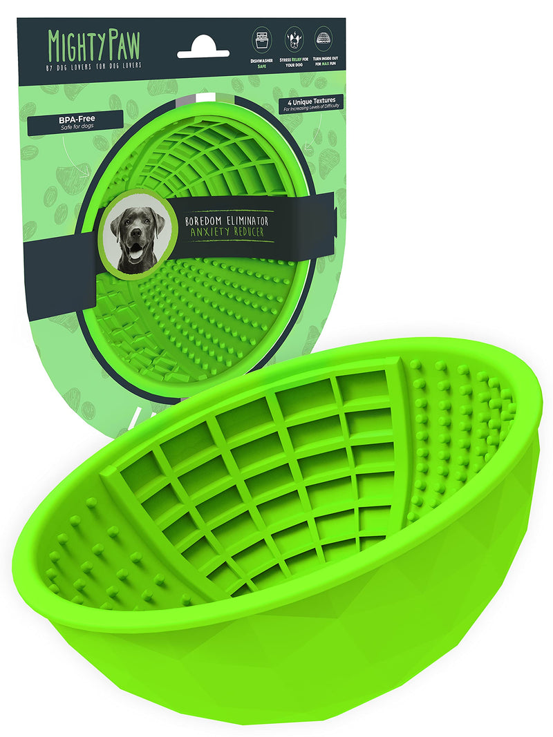 Mighty Paw Dog Lick Bowl | Interactive Slow Feeder Puzzle for Anxiety, Calming and Boredom. Wobbles Or Stays Put. Works W/ Soft Food & Supports Oral Health. Dishwasher Safe BPA Free Silicone Green - BeesActive Australia