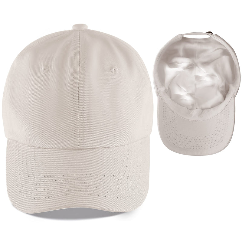 Leotruny Satin Lined Baseball Cap Combats Frizzy Hair Adjustable Dad Hat C02-white - BeesActive Australia