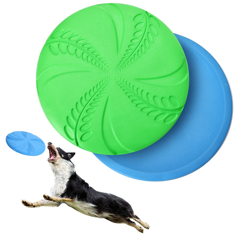 2 Pack Dog Flying Disc, Nobleza Flexible Floatable Dog Disc Toy for Long-Distance Flies and Floats, Lightweight Soft Flying Discs Toy for Small Medium Large Dogs to Fetch & Catch, Blue & Green - BeesActive Australia