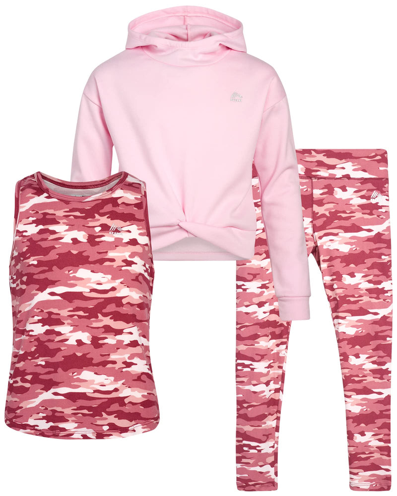 RBX Girls Active Pants Set  3 Piece Fleece Hoodie, Tank Top, and Leggings (Size: 7-16) Fall Pink 7-8 - BeesActive Australia