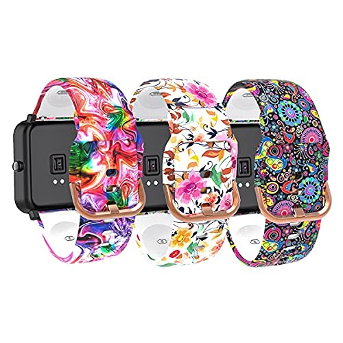 3-Pack Bands Compatible with Dirrelo GT01 Smart Watch Band, Quick Release Soft Silicone Pattern Printed Straps Replacement for Dirrelo GT01 Smartwatch Women&Men(3 Colors A) StarrySky&Flower&Peacock - BeesActive Australia