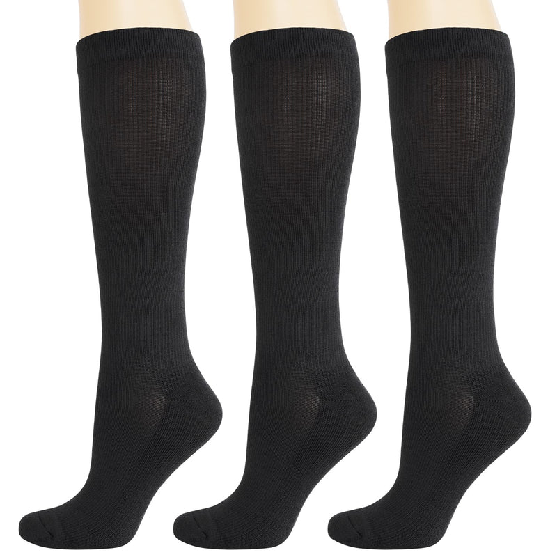 BampooPanPa 3 Pairs Bamboo Compression Socks Circulation 8-15mmHg Cushion Best Support Athletic Running Cycling Stockings for Women & Men Black-9-11 9-11 3 Black - BeesActive Australia