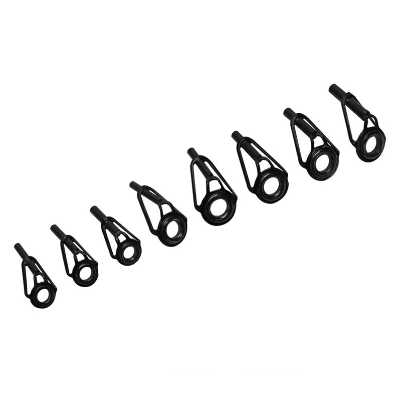 8pcs Fishing Rod Tip Repair Kit Rod Top Tips Replacement Fishing Rod Tips Stainless Steel Ceramic Ring Guide Tips Black Large Fishing Rod Tips - BeesActive Australia