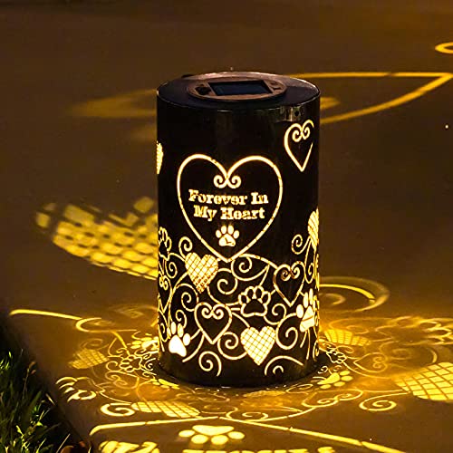iHeartDogs Pet Memorial Gifts - Artisan Shadow Solar Lantern - This Pet Loss Gift Feeds 7 Shelter Pets in Honor of Your Departed Pet Forever in My Heart - BeesActive Australia