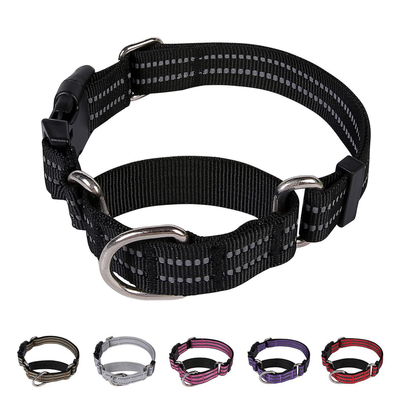 Martingale Dog Collars - Adjustable Reflective Dog Training Collar with Quick Release Buckle for Small Medium Large Dogs. Black L:1"Wied for 17"-23.5"Neck - BeesActive Australia