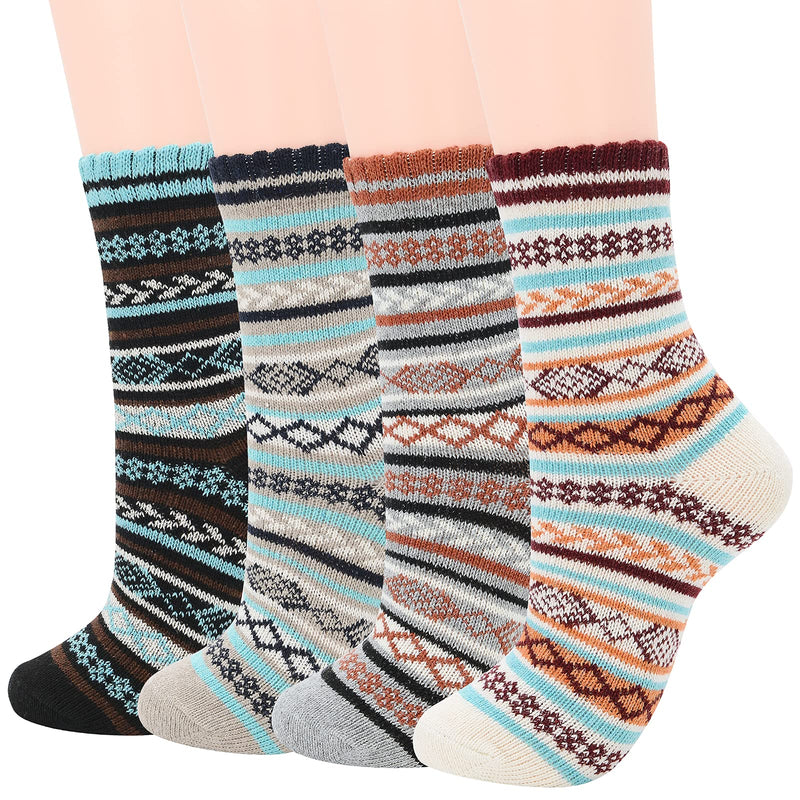Men's Wool Socks Ankle Winter Warm Socks Athletic Fuzzy Socks Sports Crew Socks Soft Fall Hiking Socks 4/Diamond (Size 9-11) - BeesActive Australia