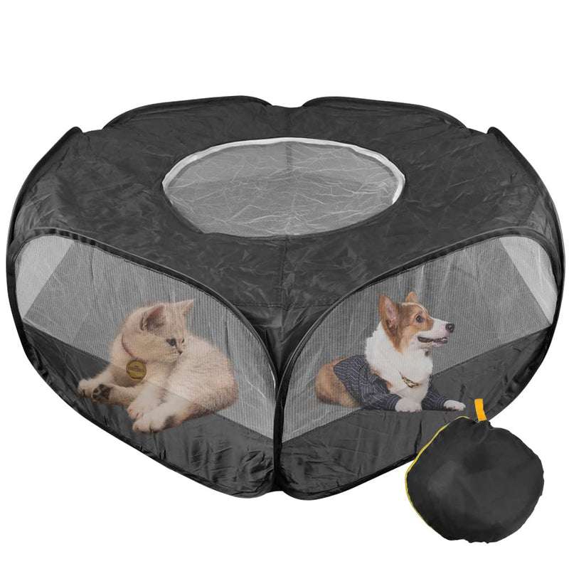 Small Animal Plaype, Breathable Pet Playpen Cage Tent Portable Fence Tent with Zippered Cover Pet Playpen for Puppy/Kitten/Rabbit/Hamster/Chinchillas/Guinea Pig Outdoor Indoor Black - BeesActive Australia