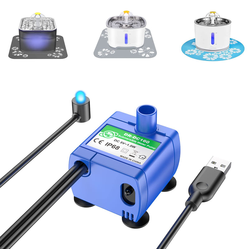 Cat Fountain Pump Replacement, Upgraded Smart Cat Water Fountain Pump for Round and Cubic Cat Fountain, Intelligent Pet Fountain Pump (The Adapter is not Included) - BeesActive Australia